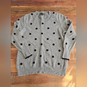 J. Crew Cashmere Sweater with Black Polka Dots